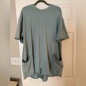 Free People Hot Shot Tee Romper - Eucalyptus